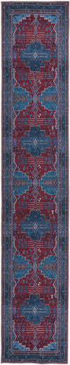 Unique Loom Mangata T-MNG3 Red and Blue Area Rug Runner Top-down Image