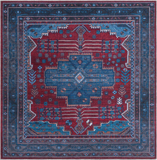 Unique Loom Mangata T-MNG3 Red and Blue Area Rug Square Top-down Image