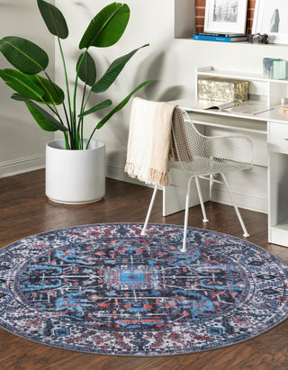 Unique Loom Mangata T-MNG4 Black Area Rug Round Lifestyle Image