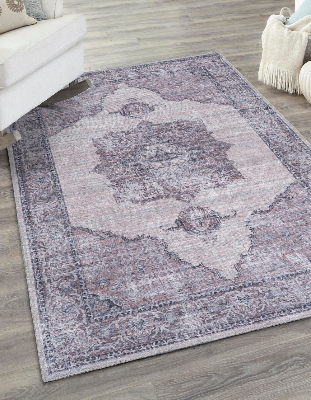 Unique Loom Mangata T-MNG6 Ivory and Gray Area Rug Rectangle Lifestyle Image Feature