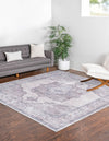 Unique Loom Mangata T-MNG6 Ivory and Gray Area Rug Square Lifestyle Image