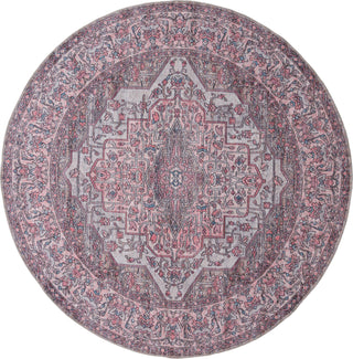 Unique Loom Mangata T-MNG7 Beige and Pink Area Rug Round Top-down Image