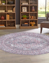 Unique Loom Mangata T-MNG7 Beige and Pink Area Rug Round Lifestyle Image