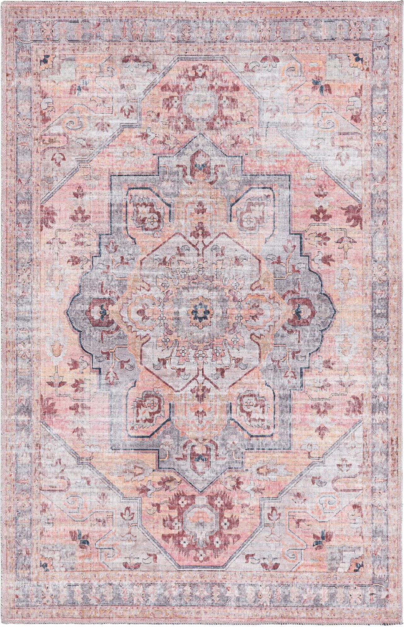 Unique Loom Mangata T-MNG9 Apricot and Pink Area Rug main image