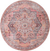Unique Loom Mangata T-MNG9 Apricot and Pink Area Rug Round Top-down Image