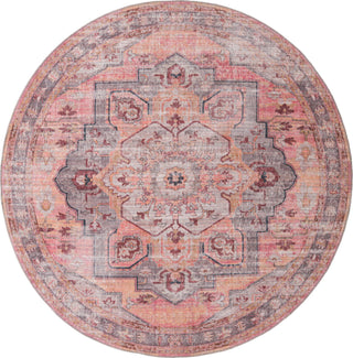 Unique Loom Mangata T-MNG9 Apricot and Pink Area Rug Round Top-down Image