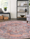 Unique Loom Mangata T-MNG9 Apricot and Pink Area Rug Round Lifestyle Image