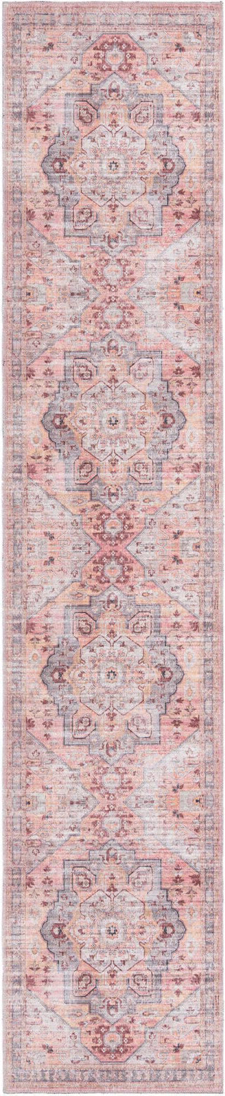 Unique Loom Mangata T-MNG9 Apricot and Pink Area Rug Runner Top-down Image