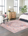 Unique Loom Mangata T-MNG9 Apricot and Pink Area Rug Square Lifestyle Image
