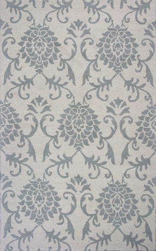 KAS Marbella 3500 Ivory/Grey Damask Hand Hooked Area Rug