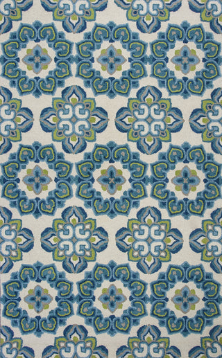 KAS Marbella 3506 Ivory/Blue Courtyard Hand Hooked Area Rug