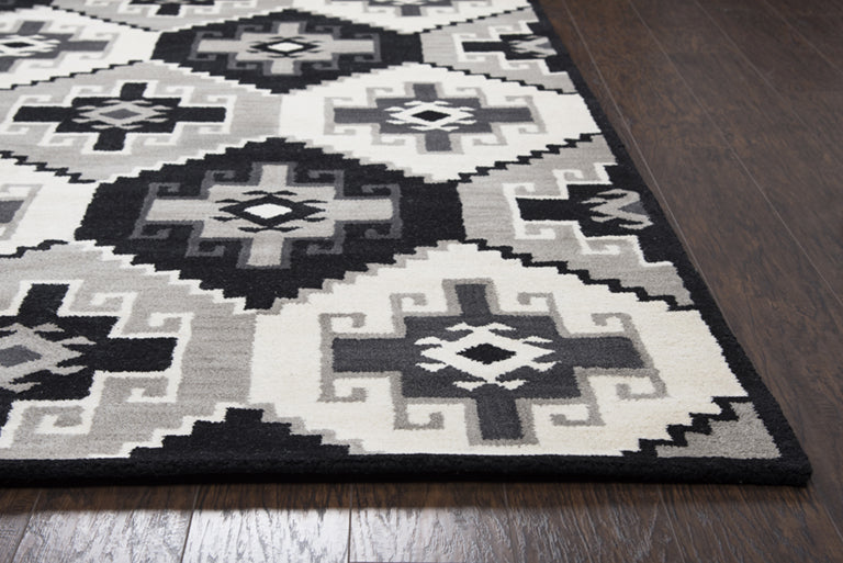 Rizzy Marianna Fields MF245A Black Area Rug Corner Image Feature