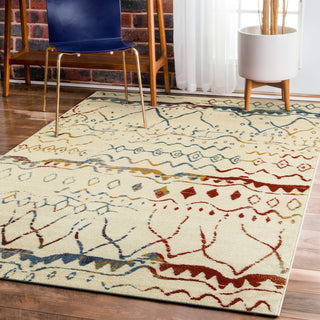 LR Resources Matrix 81153 Cream/Blue Area Rug Pile Image Feature