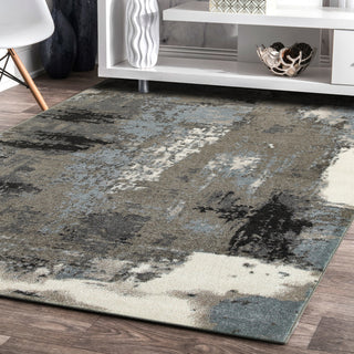 LR Resources Matrix 81156 Walnut/Silver Blue Area Rug Alternate Image Feature