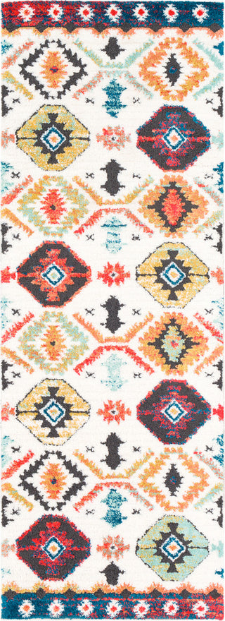 Surya Moroccan Shag MCS-2300 Bright Red Orange White Yellow Aqua Charcoal Blue Area Rug Runner Image