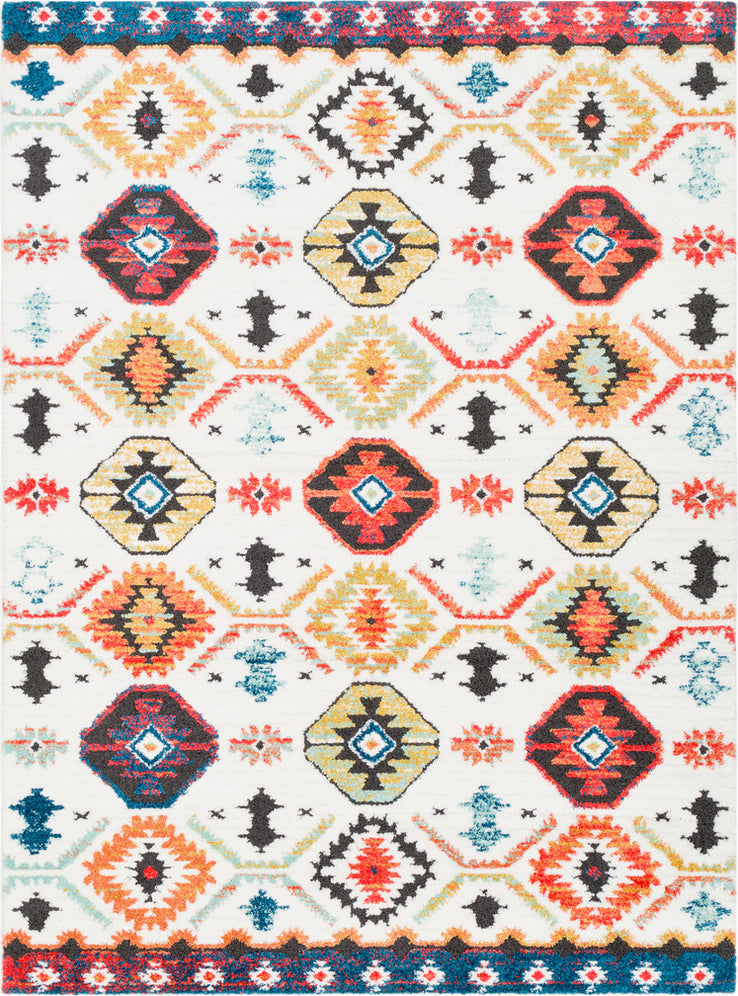 Surya Moroccan Shag MCS-2300 Bright Red Orange White Yellow Aqua Charcoal Blue Area Rug main image