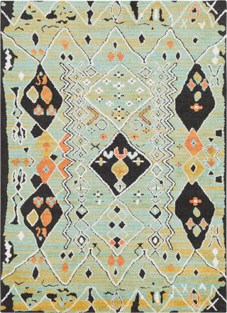 Surya Moroccan Shag MCS-2303 Aqua Bright Orange Yellow Charcoal White Area Rug main image