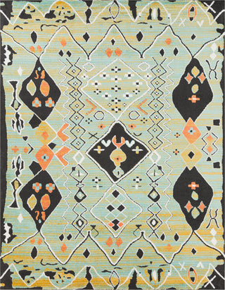 Surya Moroccan Shag MCS-2303 Aqua Bright Orange Yellow Charcoal White Area Rug Main Image 8 X 10