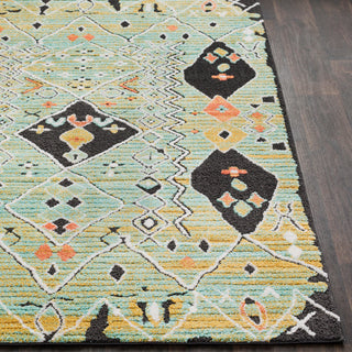 Surya Moroccan Shag MCS-2303 Aqua Bright Orange Yellow Charcoal White Area Rug Detail Image