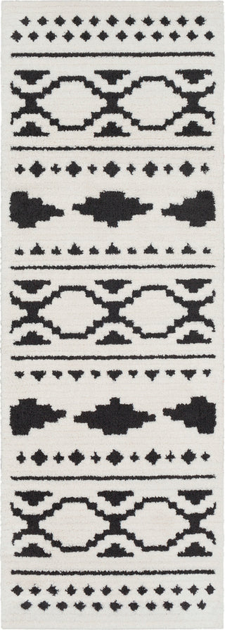 Surya Moroccan Shag MCS-2305 Black Charcoal White Area Rug Runner Image