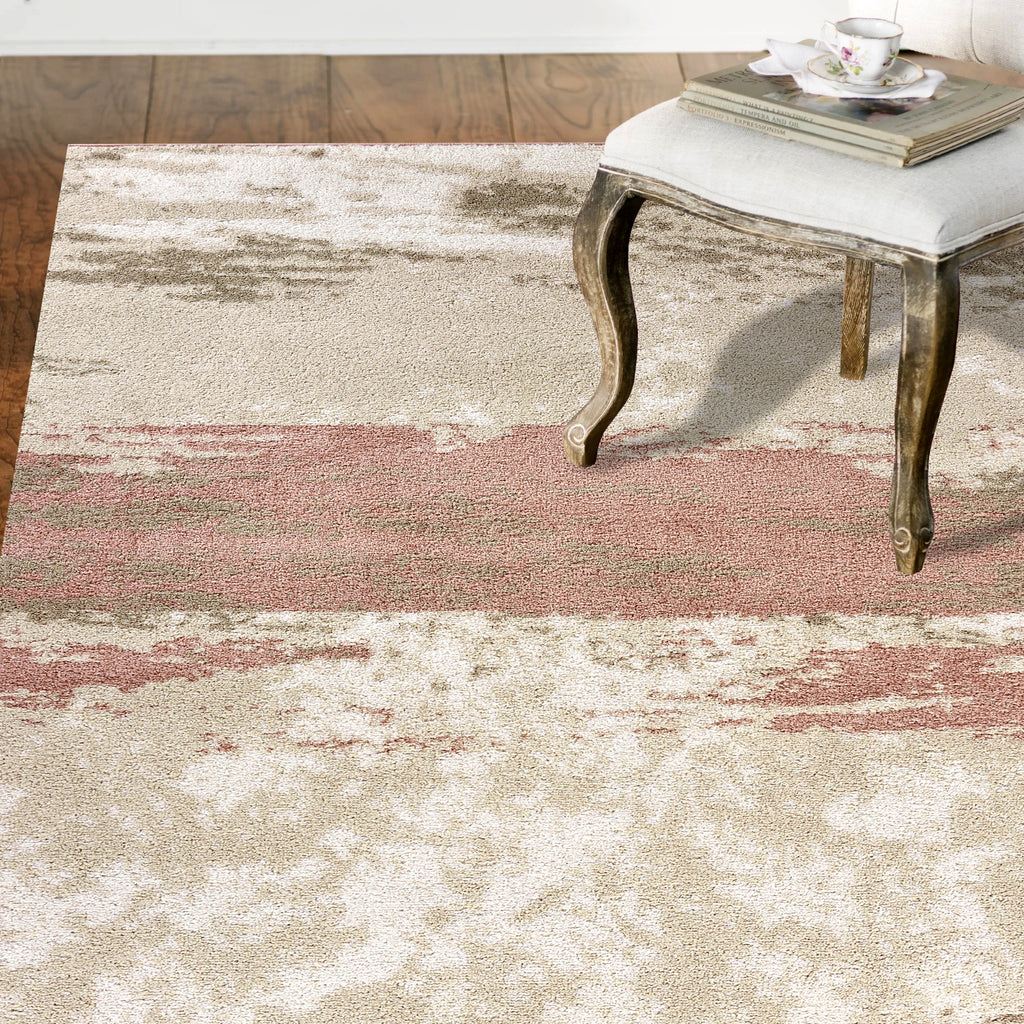 LR Resources Meadow Abstract Blush Brushstroke Area Rug Lifestyle Image Feature