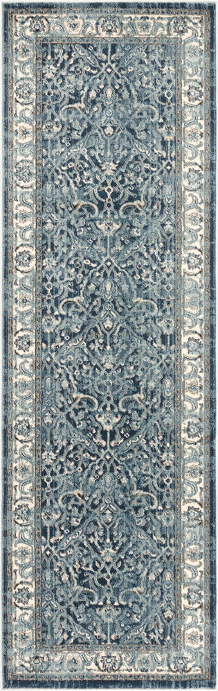 Surya Mesopotamia MEP-2306 Navy Medium Gray Teal Denim Ivory Camel Black Area Rug Runner Image