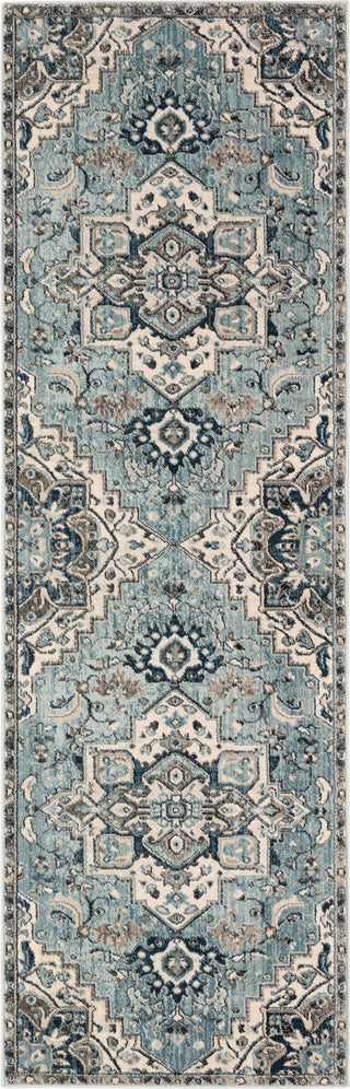 Surya Mesopotamia MEP-2311 Medium Gray Teal Denim Navy Ivory Camel Black Area Rug Runner Image