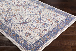 Surya Mahal MHL-2303 Navy Denim Cream Wheat Khaki Burgundy Rose Dark Green Bright Orange Yellow Area Rug Corner Image