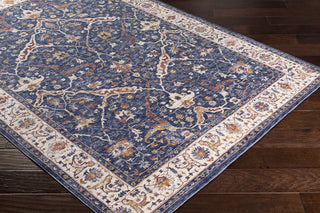 Surya Mahal MHL-2304 Navy Denim Cream Wheat Khaki Rose Burgundy Dark Green Bright Yellow Orange Area Rug Corner Image