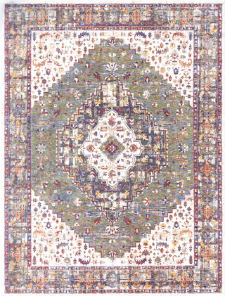 Surya Mahal MHL-2307 Denim Dark Green Cream Wheat Khaki Navy Rose Burgundy Bright Orange Yellow Area Rug Main Image 8 X 10