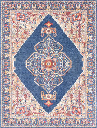 Surya Mahal MHL-2310 Navy Denim Rose Burgundy Cream Wheat Khaki Bright Orange Yellow Area Rug Main Image 8 X 10