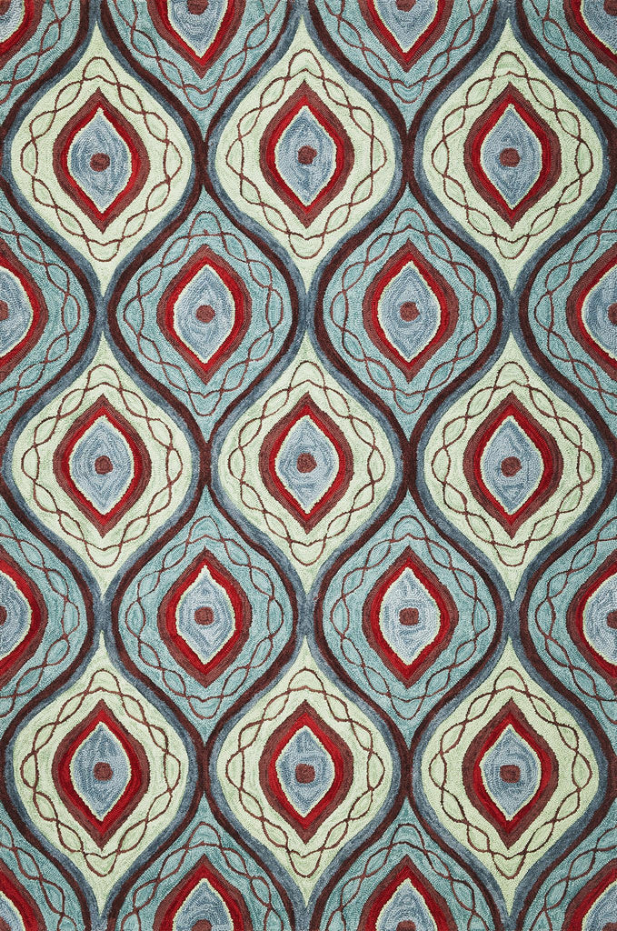 KAS Milan 2135 Teal/Lime Groove Area Rug main image