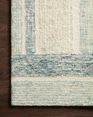 Loloi Milo MLO-04 Aqua / Denim Area Rug Corner on Wood