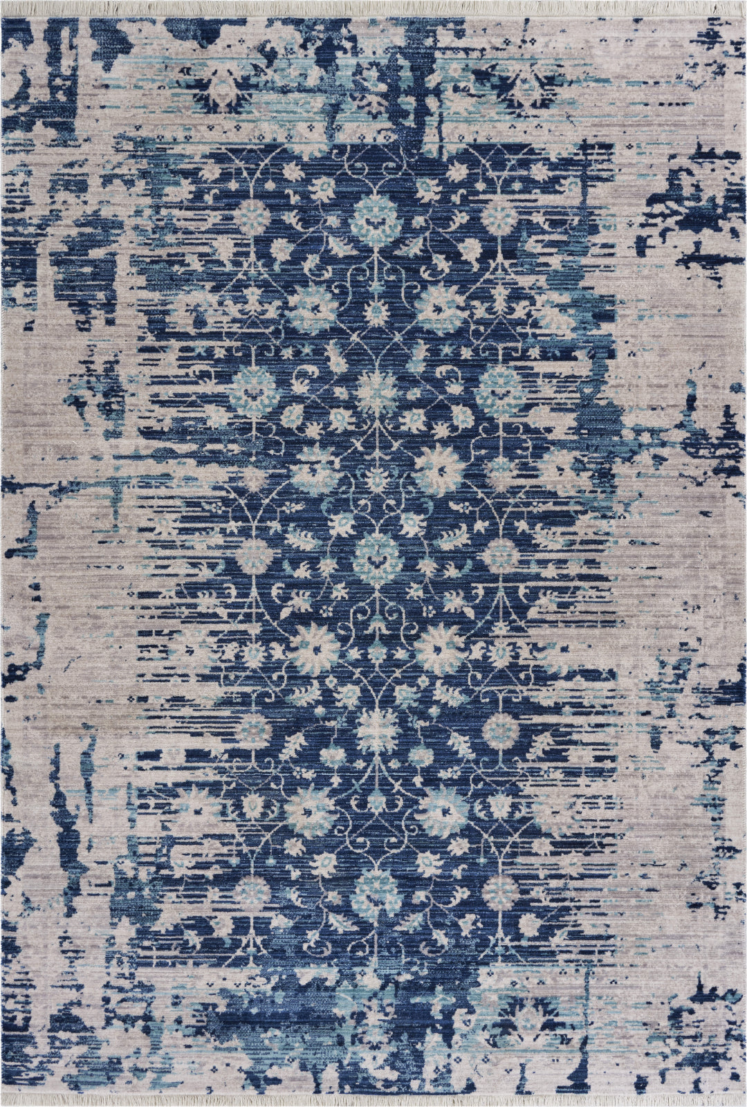 LR Resources Mirage Traditional Distressed Navy Floral Area Rug main image
