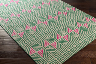 Artistic Weavers Miyako Aspen Kelly Green/Hot Pink Area Rug Corner Shot