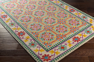 Artistic Weavers Miyako Citrine Kelly Green/Poppy Red Area Rug Corner Shot