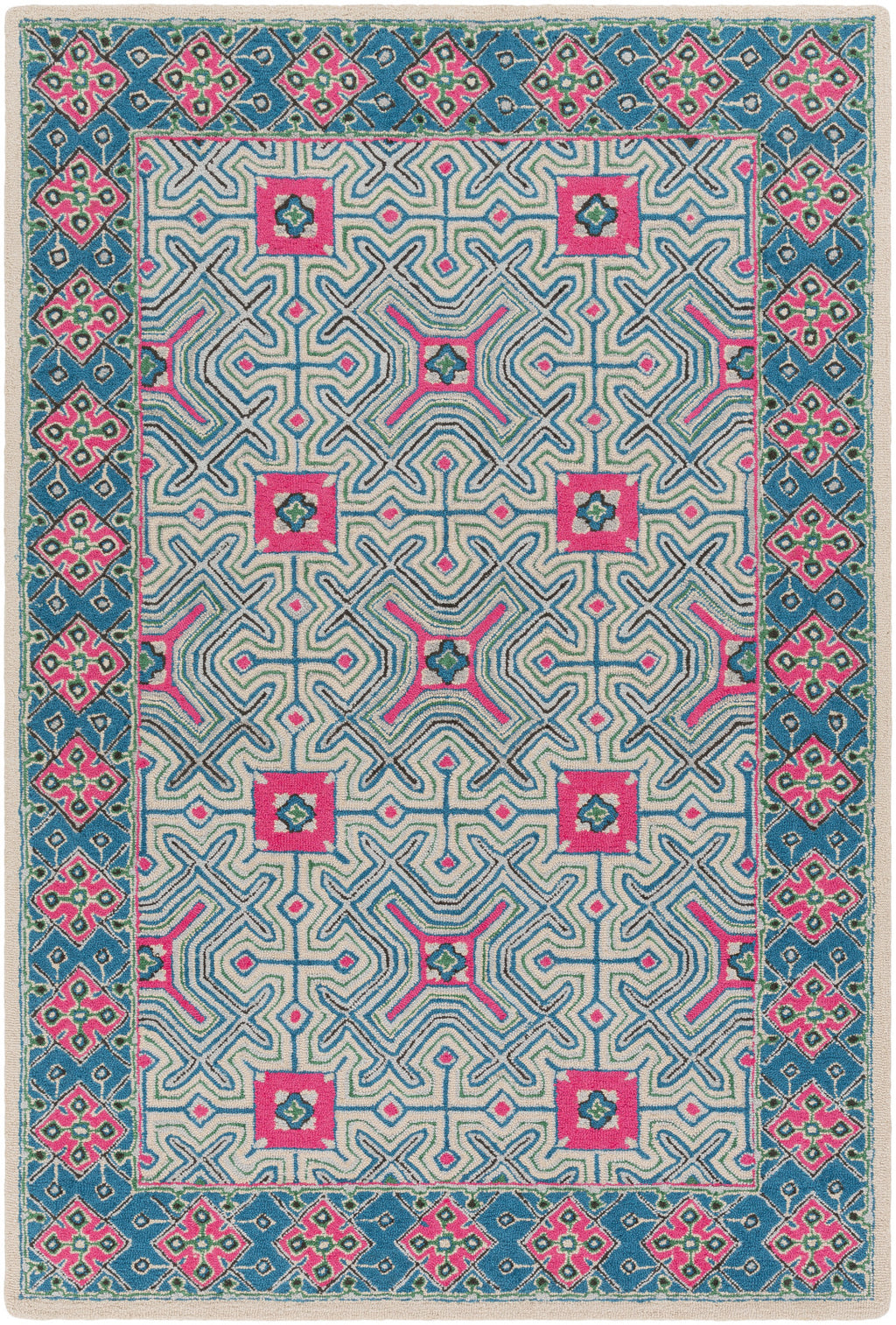 Artistic Weavers Miyako Citrine Denim Blue/Hot Pink Area Rug main image