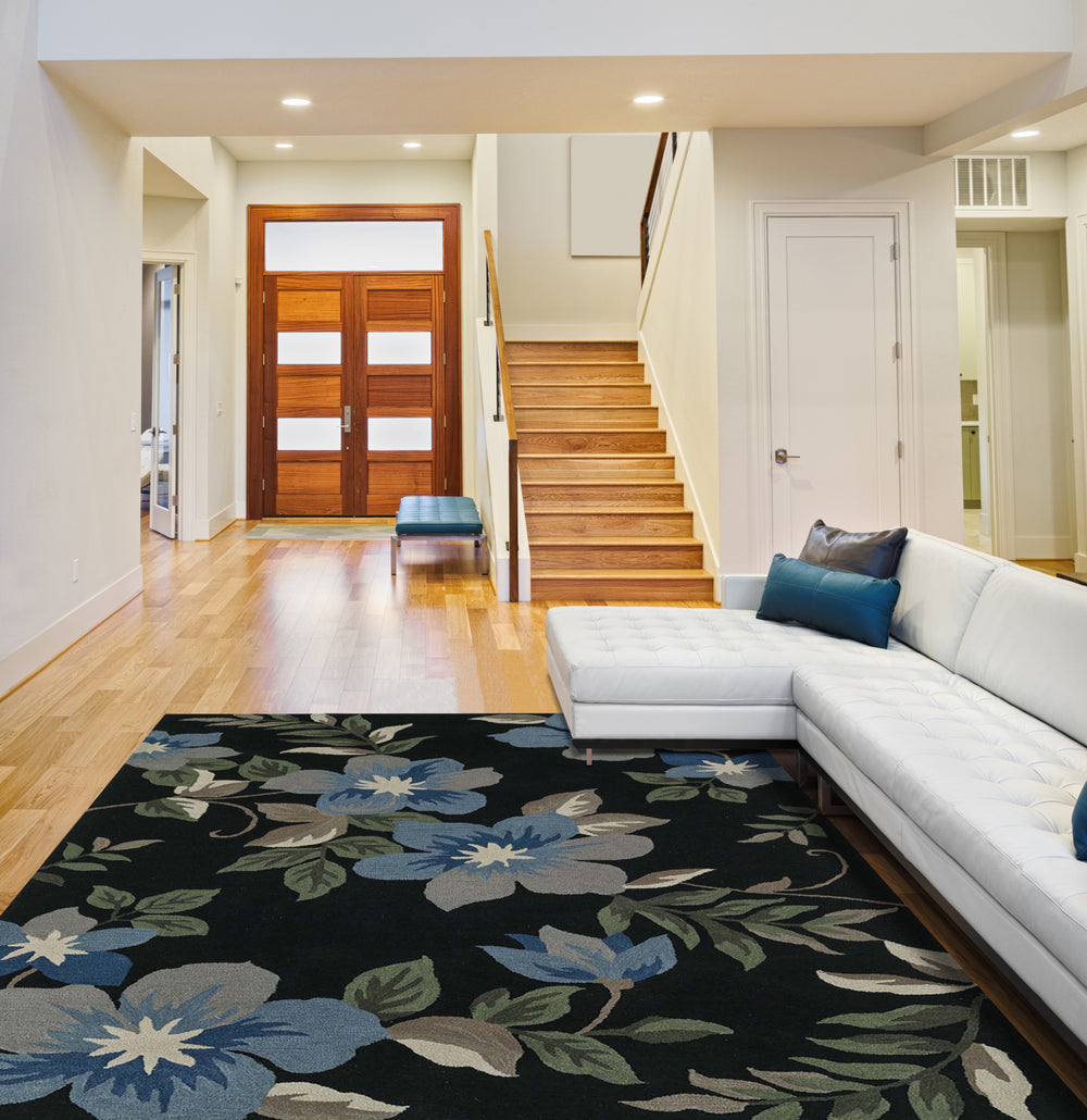 Dalyn Maui MM6 Black Area Rug Lifestyle Image Feature