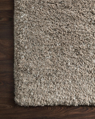 Loloi II Mila Shag MIL-01 Taupe Area Rug Corner On Wood