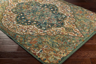 Surya Masala Market MMT-2302 Sea Foam Teal Rust Bright Yellow Khaki Camel Burnt Orange Area Rug Corner Image