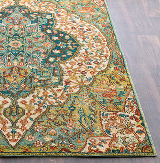 Surya Masala Market MMT-2302 Sea Foam Teal Rust Bright Yellow Khaki Camel Burnt Orange Area Rug Detail Image