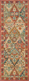 Surya Masala Market MMT-2304 Rust Burnt Orange Cream Khaki Tan Sea Foam Teal Bright Yellow Dark Brown Area Rug Runner Image