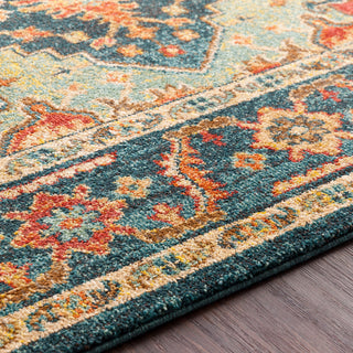 Surya Masala Market MMT-2310 Teal Sea Foam Rust Khaki Camel Burnt Orange Bright Yellow Area Rug Texture Image