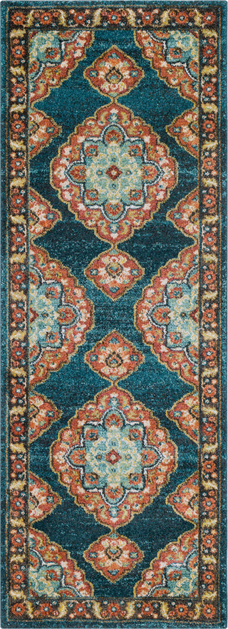 Surya Masala Market MMT-2311 Teal Burnt Orange Sea Foam Dark Brown Cream Khaki Bright Yellow Tan Rust Camel Area Rug Runner Image