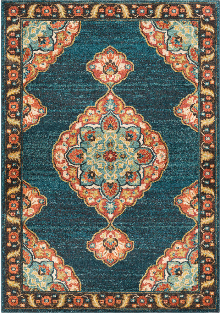 Surya Masala Market MMT-2311 Teal Burnt Orange Sea Foam Dark Brown Cream Khaki Bright Yellow Tan Rust Camel Area Rug main image
