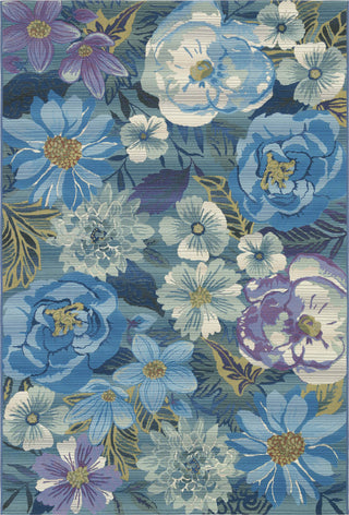 Trans Ocean Marina 8066/03 Flower Field Blue Area Rug by Liora Manne