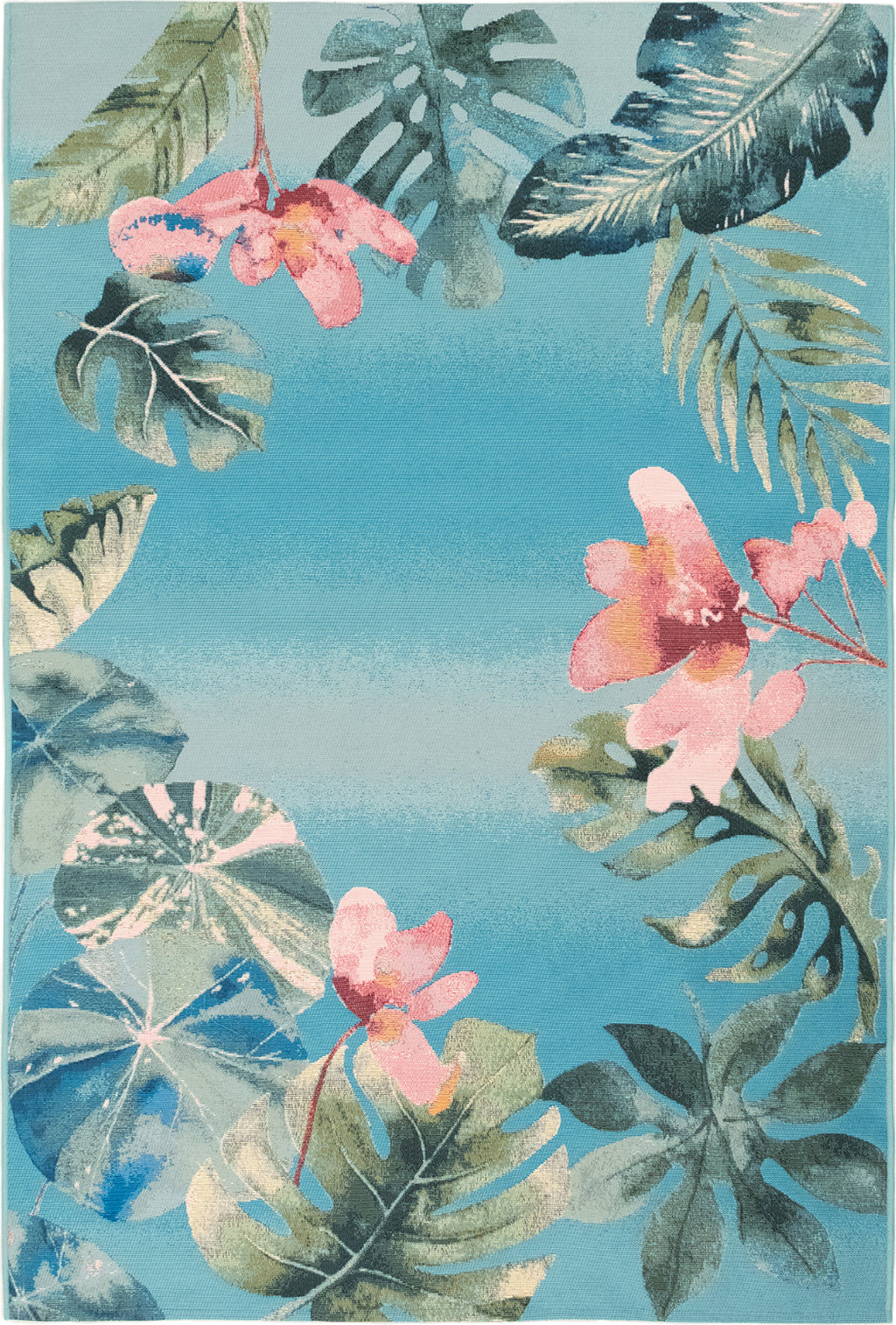 Trans Ocean Marina 8087/04 Tropical Border Blue Area Rug by Liora Manne ...