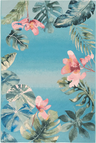 Trans Ocean Marina 8087/04 Tropical Border Blue Area Rug by Liora Manne