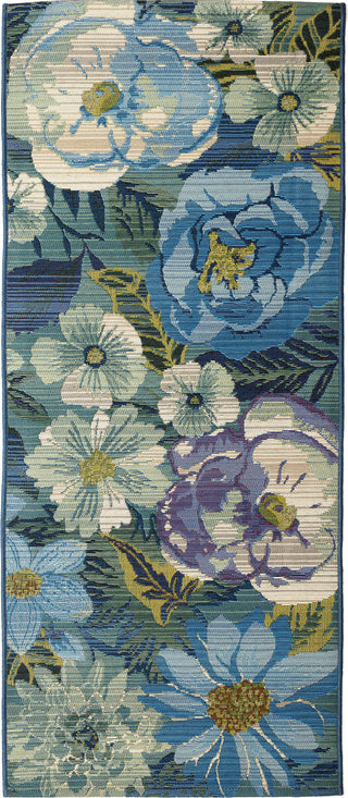 Trans Ocean Marina 8066/03 Flower Field Blue Area Rug by Liora Manne