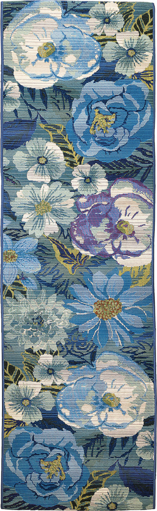 Trans Ocean Marina 8066/03 Flower Field Blue Area Rug by Liora Manne